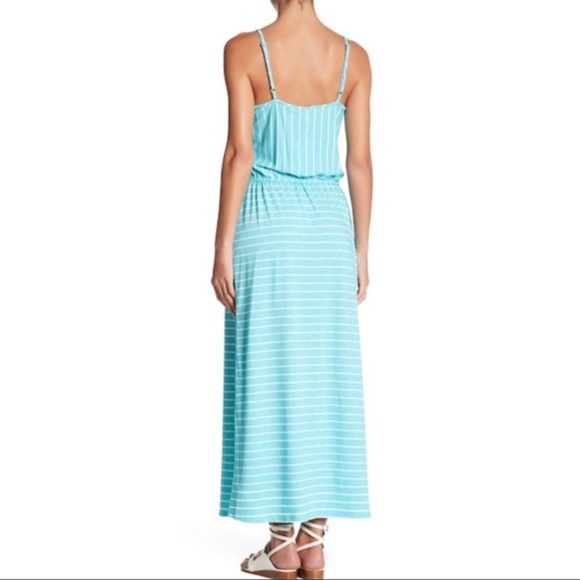 ❌ NWT Fourteenth Place Aqua Striped Maxi Dress - Picture 2 of 3